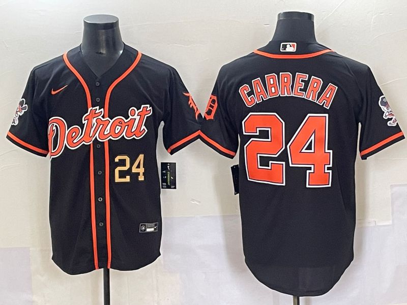 Men 2025 Detroit Tigers #24 Cabrera Black Joint Name Nike MLB Jersey style 3